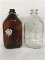 Clear and brown glass bottles