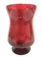 Red crackle glass vase
