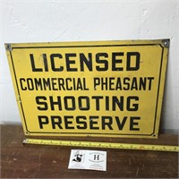 Vintage Metal Sign Licensed Pheasant Hunt Reserve2