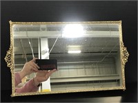Rectangular mirrored vanity tray