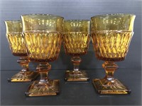Set of 4 amber glass goblets