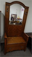 HALL TREE WITH STORAGE SEAT & MIRROR 36 X 75 X 19