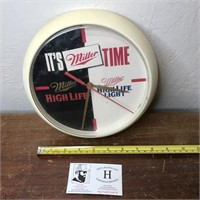 Plastic Miller Time Battery Clock - Untested