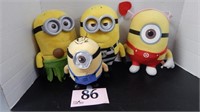 4 MINION PLUSHIES 7-10 IN