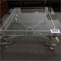 BEVELED GLASS METAL FRAME COFFEE TABLE MATCHES