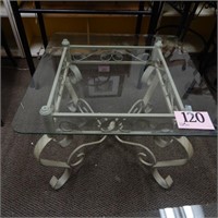 BEVELED GLASS METAL FRAME END TABLE MATCHES #110