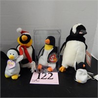 ASSORTED PLUSH PENGUINS-ONE IS A TY BEANIE BABY