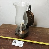 Brass Colored Oil Lamp w/ Wall Mount