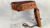Leather left handed gunslinger style holster