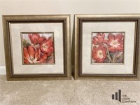 Pair of Coordinating Framed Floral Prints