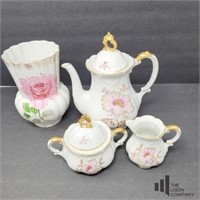 Teapot, Creamer, Sugar & Vase