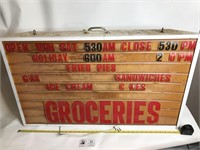 Very Cool Vintage Lighted Hanging Sign GROCERIES