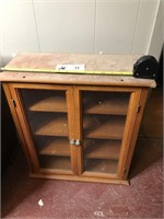 Small Wooden Display Cabinet w/ Glass Front