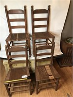 Set of Four Old Ladder Back Chairs