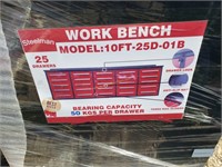 New/ Unused 10' Work Bench W/ 25 Drawers