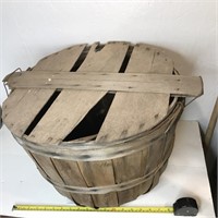 Big Wooden Bushel Basket w/ Lid