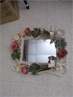 Wall Mirror Metal Flowers Frame17" X 14"