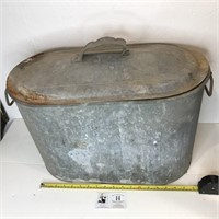 Large Galvanized Metal Pot w/ Lid