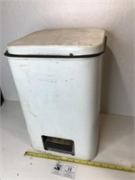 Vintage White Metal Trashcan