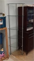 Glass corner shelf 15in by 15in by 69 in easily