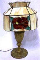 Vintage lamp with stained glass shade