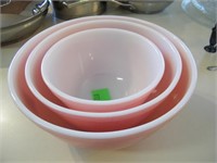 3 VERY UNIQUE PYREX PINK COLORED NESTING BOWLS