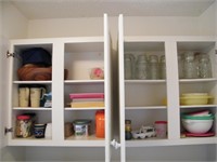 LAUNDRY ROOM CONTENTS ABOVE WASHER/DRYER W/BASKET