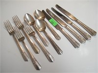 11 PCS. FLATWARE (NOT MARKED 'STERLING')