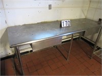 8' stainless steel prep table