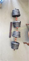 Dumbell & curl bar with 64lbs of weights