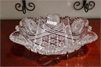 Antique Heavy Crystal Pinwheel dish 10.5x10x3