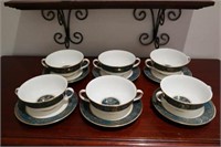 6 Royal Doulton Carlyle 2 handled soup & saucer