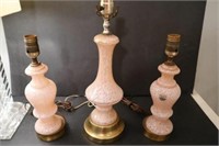 3 Antique hand blown France table lamps