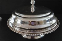 large silver covered server 11" diax8"h