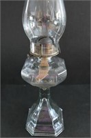 Antique oil lamp 19" high to chimney