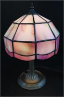 Tiffany Brass with Glass Shade Lamp 10"