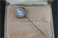 Wedgwood Blue Stick Pin Sterling 3.25 Dia