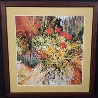 Bright Colored Signed Floral Print
