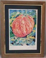 Framed Signed Pumpkin Watercolor