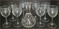 Crystal Decanter and Clear Wine Glasses