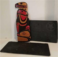 Slate Pieces and Inuit Figurine