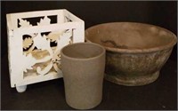 Ceramic Plant Pots and Wood Candle Holder