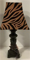 Black Table Lamp with Tiger Stripe Shade