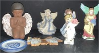 8 Angel Figurines and Mini Plates