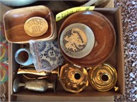 Wood Bowls & Brass Candle Sticks