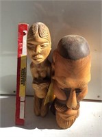 (2) Hand carved Statues 8"