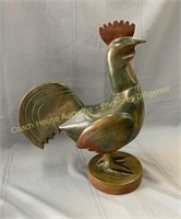 Wooden rooster carving 14 x 19" coq en bois
