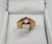 18K Yellow gold ring with pink stone-topaz? 5.7gr