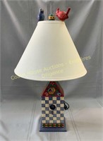 Jim Shore birdhouse lamp with shade, 6 x 16"