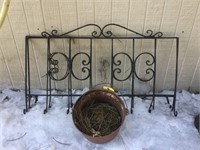 cast iron pot & wrought iron fencing